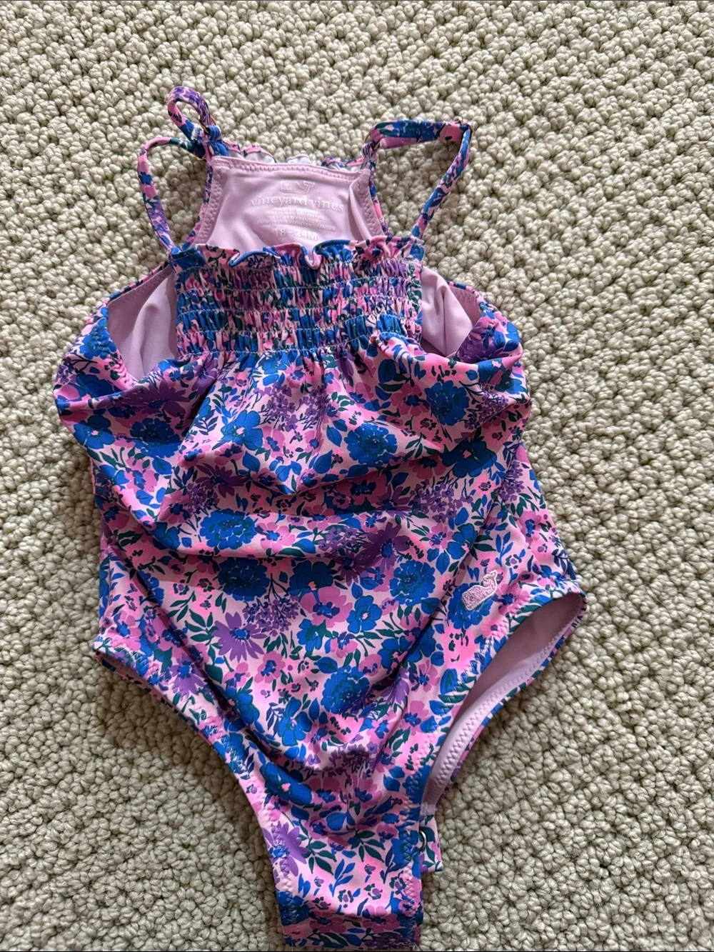 Vineyard Vines Kids One-Piece Swimsuit – Pink & Blue Floral